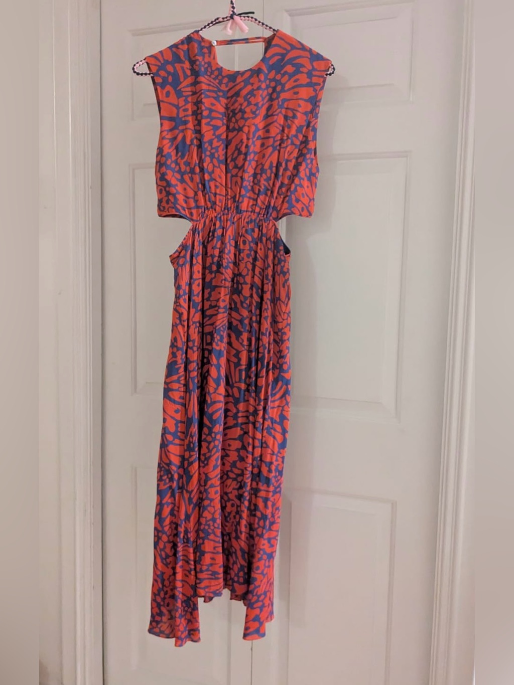 Animale Clothing Coral And Cobalt Abstract Print Dress